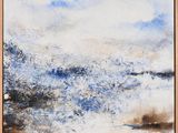 a painting of a painting of a blue and white ocean