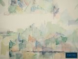 a picture of a watercolor painting of a landscape
