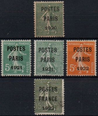 four different postages with different colors and designs on them