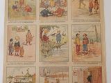 an old children ' s book with pictures of people and animals