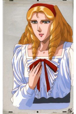 an image of a painting of a woman with blonde hair and a red headband