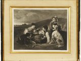 an image of a painting of a group of children and a dog