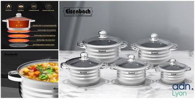 les nombreuses casseroles et poêles qui se trouvent sur la table