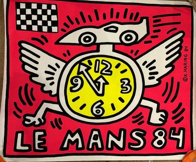 a painting of a clock on a table with scissors