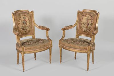 pair of louis xvi style armchairs