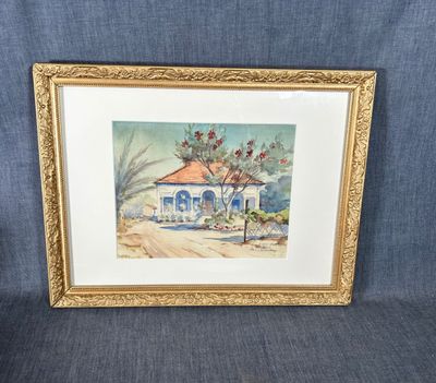 École Française, "La maison ", aquarelle, signature illisibl…