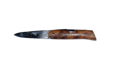 Jacques MONGIN - COUTEAU pliant à manche en bois de loupe, l…
