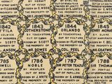 a close up of a red and white cloth with many names on it