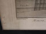 an old drawing of a building with a clock on the front