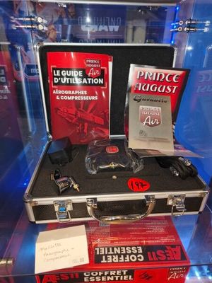 a display case with various items on it in a glass case