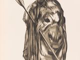 drawing of a man with a spear and shield in his hand