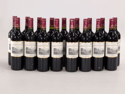 six bouteilles de vin rouge alignées