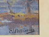 an image of a painting of a landscape with trees and water