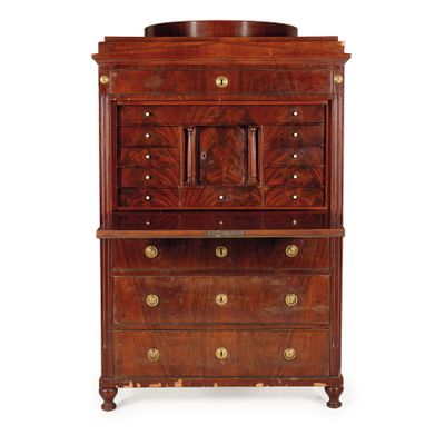 SecrÉTaire EN Bois D'Acajou ET Placage DE Plumes, 19e SIÈCle…