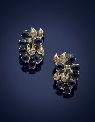 pair of sapphire and diamond earrings