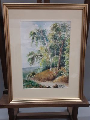 R. BONY. "Paysages et Iris" Ensemble de 3 aquarelles sous ve…