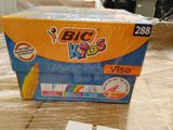 a box of kids ' s toys sitting on a table