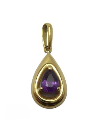 un pendentif en or orné d'une pierre d'améthorate au centre
