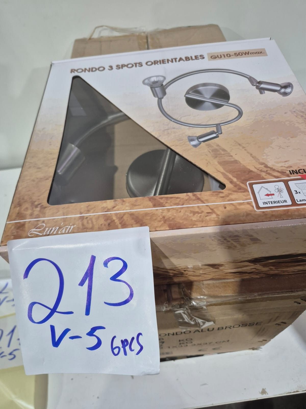 Lot de 6 plafonniers à 3 spots orientables Lunair, modèle Ro…