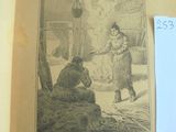 un vieux livre sur lequel figure l'image d'un homme et d'une femme en train de cuisiner