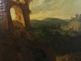 painting of a landscape with ruins and figures in the foreground