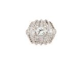 a close up of a diamond ring on a white background