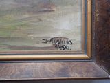 a picture of a painting of a herd of cattle in a field