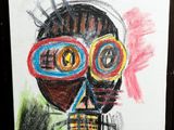 a drawing of a skull with glasses on it ' s face