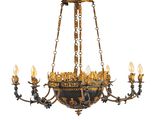une image représentant un lustre auquel sont suspendues quatre lampes