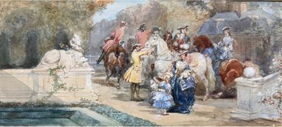 Eugène Lamy (1800-1890) La promenade, 1864.