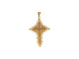 pendentif en forme de croix en or sur fond blanc