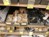 many boxes of assorted items on the shelves
