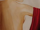 a painting of a woman in a red dress