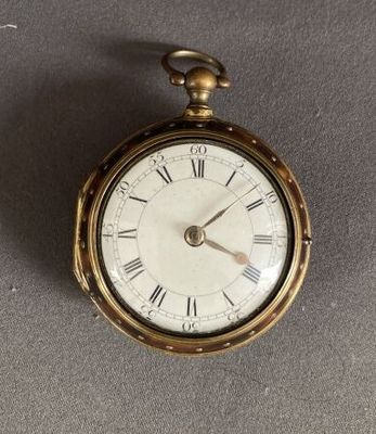 Montre "oignon" en pompone, mouvement à coq signé Thomas FIE…