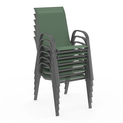 green stacking chairs on a white background with a white background