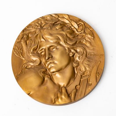 C. LOUDRAY, Orphée, médaille en bronze patiné, signée diam.
