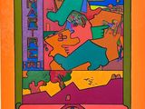 an image of a colorful painting of a man with a guitar