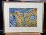a picture of a picture of a map on a easel