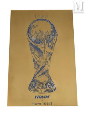 Coupe du Monde 1982. Plaque commémorative offerte par l'Équi…