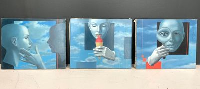 Yves GANNE (1931-2019) Visages bleus