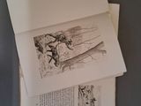 two pages of a book with a drawing of a man on a horse