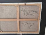 an old picture frame with writing on it and a picture of a window