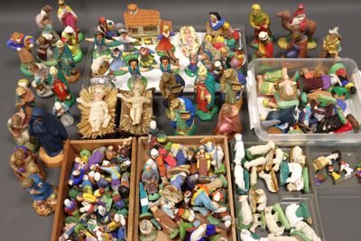 COFFRET DE SANTONS Vintage pour Crèche de Noël Scène de la Nativité