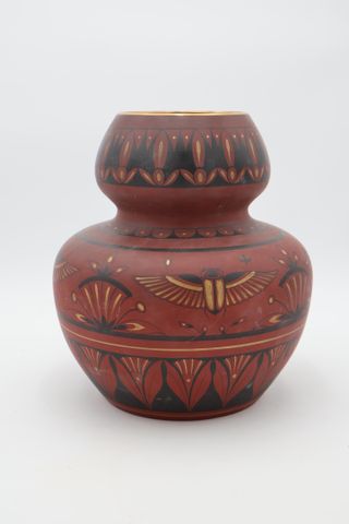 PINON HEUZE à Tours. Vase piriforme en céramique décor Égyptien d...