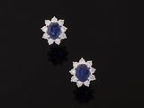 a pair of sapphire and diamond earrings