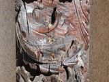 a close up of a carved object on a table