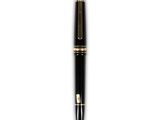 a close up of a pen on a white surface with a white background