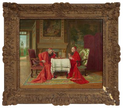 une image représentant un tableau où l'on voit un homme et une femme assis à une table