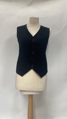 a black vest on a mannequin on a white background