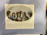 an old print of a family portrait of four people